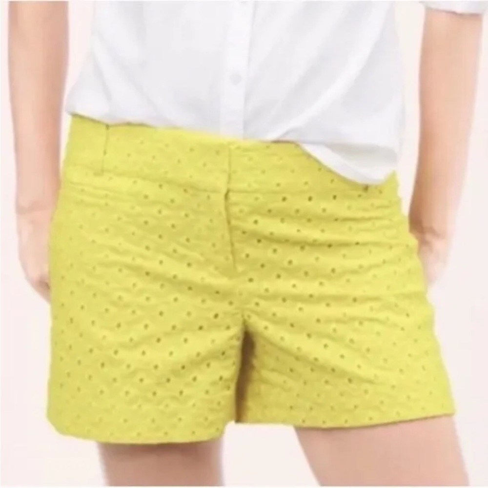 NWT Ann Taylor Loft The Riviera Eyelet Shorts Yellow Size 6